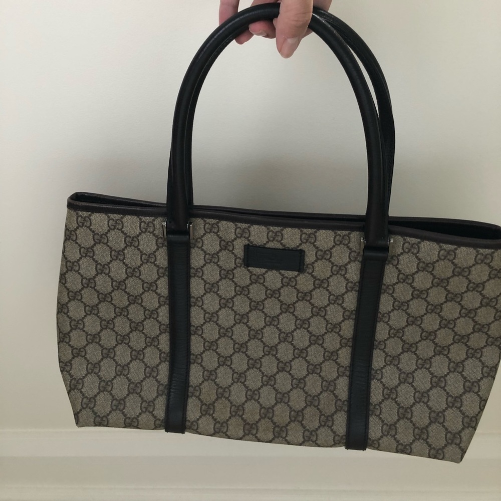 GG Supreme Tan on Brown tote